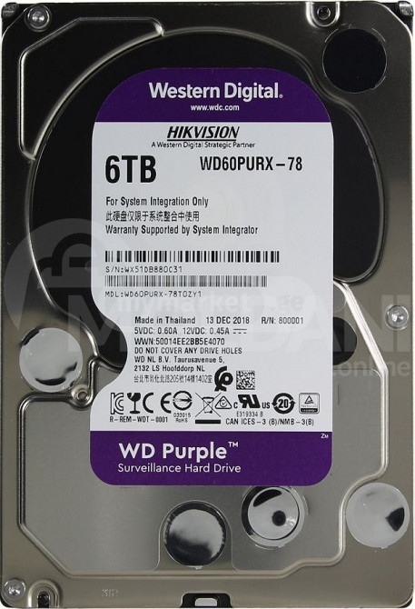 6TB Winchester WD Purple Hikvision 100% 233 days Tbilisi - photo 1