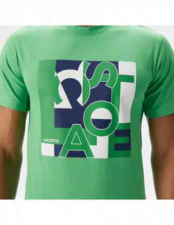 Lacoste - Lacoste Men's Slim Fit Crew Neck Printed Green T-Shirt Тбилиси