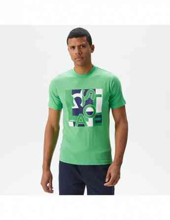 Lacoste - Lacoste Men's Slim Fit Crew Neck Printed Green T-Shirt Тбилиси