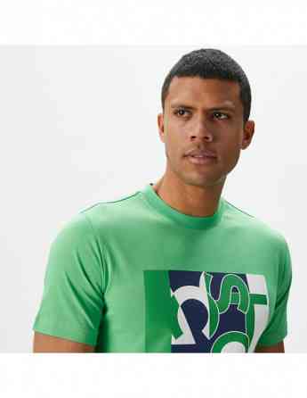 Lacoste - Lacoste Men's Slim Fit Crew Neck Printed Green T-Shirt Тбилиси