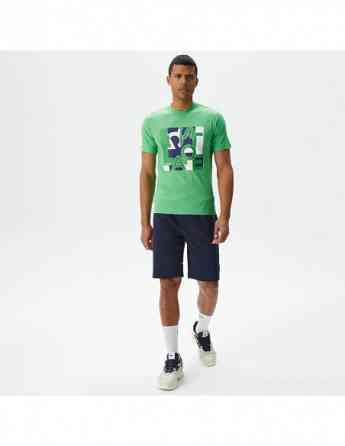 Lacoste - Lacoste Men's Slim Fit Crew Neck Printed Green T-Shirt Тбилиси