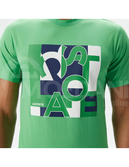 Lacoste - Lacoste Men's Slim Fit Crew Neck Printed Green T-Shirt Тбилиси - изображение 4