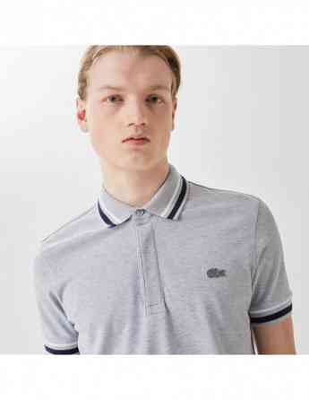 Lacoste - Lacoste Men's Slim Fit Striped Gray Polo Тбилиси