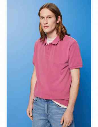 ESPRIT - Stone-washed cotton pique polo shirt Tbilisi