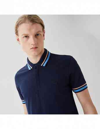 Lacoste - Lacoste Men's Slim Fit Striped Navy Blue Polo Тбилиси
