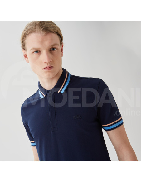 Lacoste - Lacoste Men's Slim Fit Striped Navy Blue Polo თბილისი - photo 5