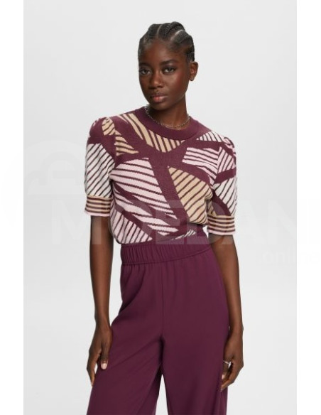 ESPRIT - Short Sleeve Jacquard Jumper - Aubergine თბილისი - photo 3