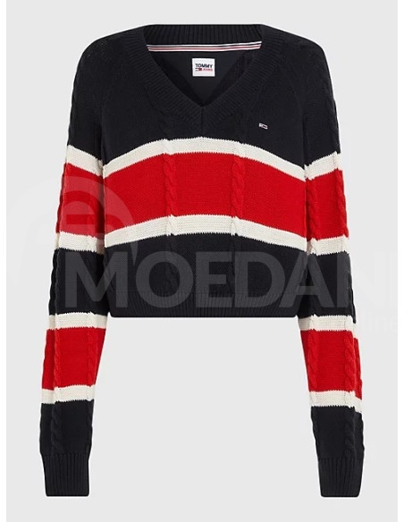 Tommy Jeans - TJW CRP STRIPE V-NECK SWEATER Тбилиси - изображение 5