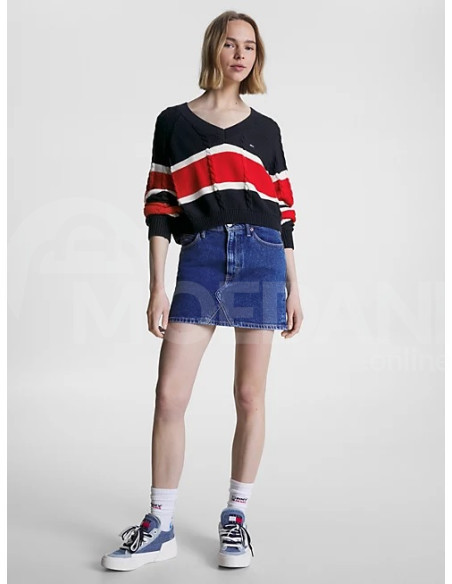 Tommy Jeans - TJW CRP STRIPE V-NECK SWEATER Тбилиси - изображение 1
