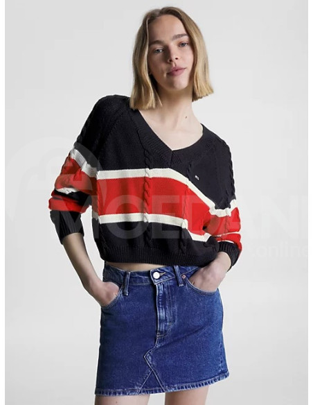 Tommy Jeans - TJW CRP STRIPE V-NECK SWEATER Тбилиси - изображение 2
