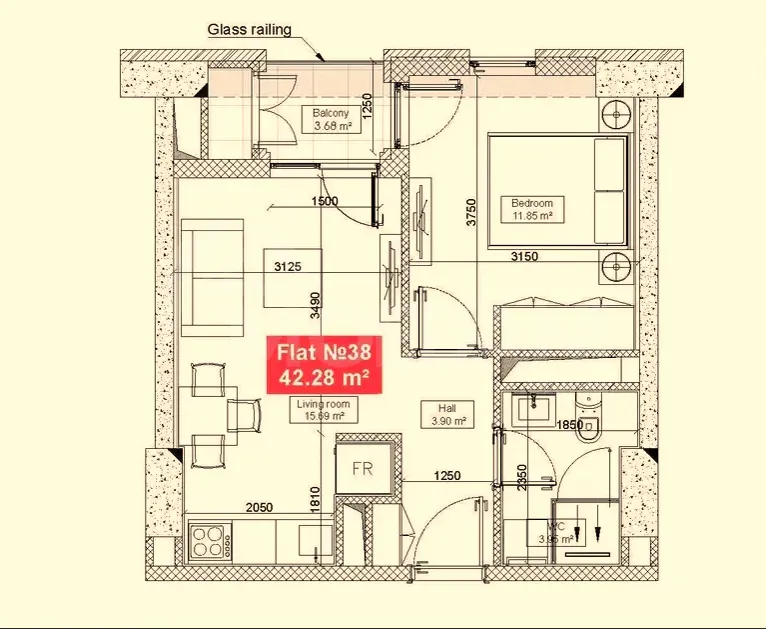 იყიდება 2 ოთახიანი ბინას 42.2მ² 16/29 სართ თბილისი - photo 8