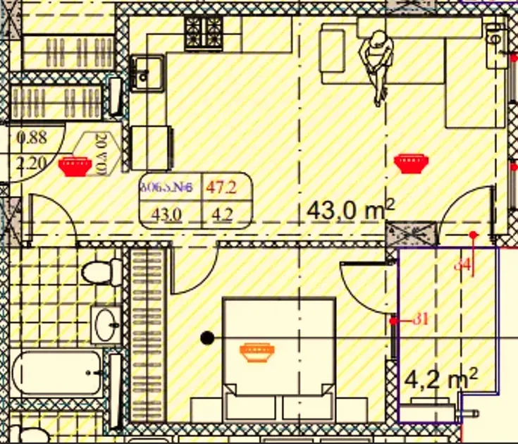 Apartments For Sale two-room 47.2м² 2/12 floor Tbilisi - photo 4