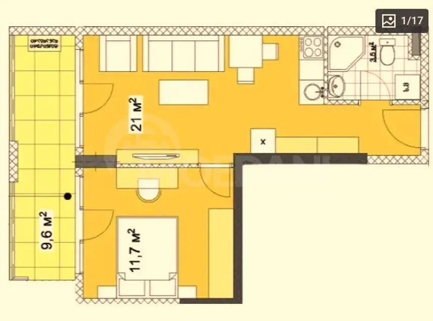 Apartments For Sale two-room 45.8м² 3/8 floor Batumi - photo 8