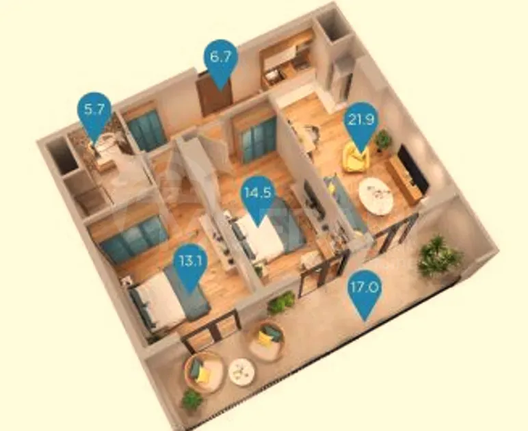 Продам 3-комн. квартиру 78.9м² 2/32 эт. Тбилиси - изображение 3