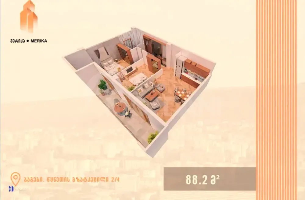 Apartments For Sale two-room 56.9м² 6/12 floor Tbilisi - photo 4