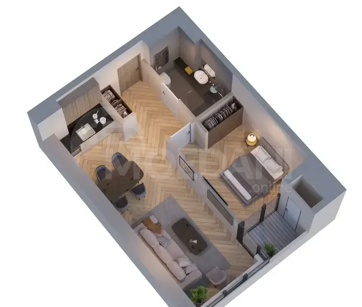 ქირავდება 2 ოთახიანი ბინა 50მ² 3/9 სართ თბილისი - photo 2