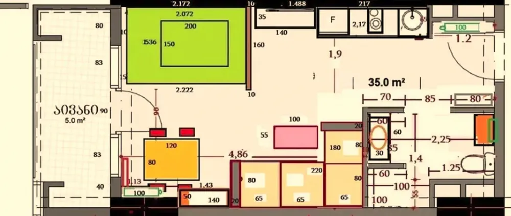 Продам 2-комн. квартиру 35м² 5/22 эт. Тбилиси - изображение 2
