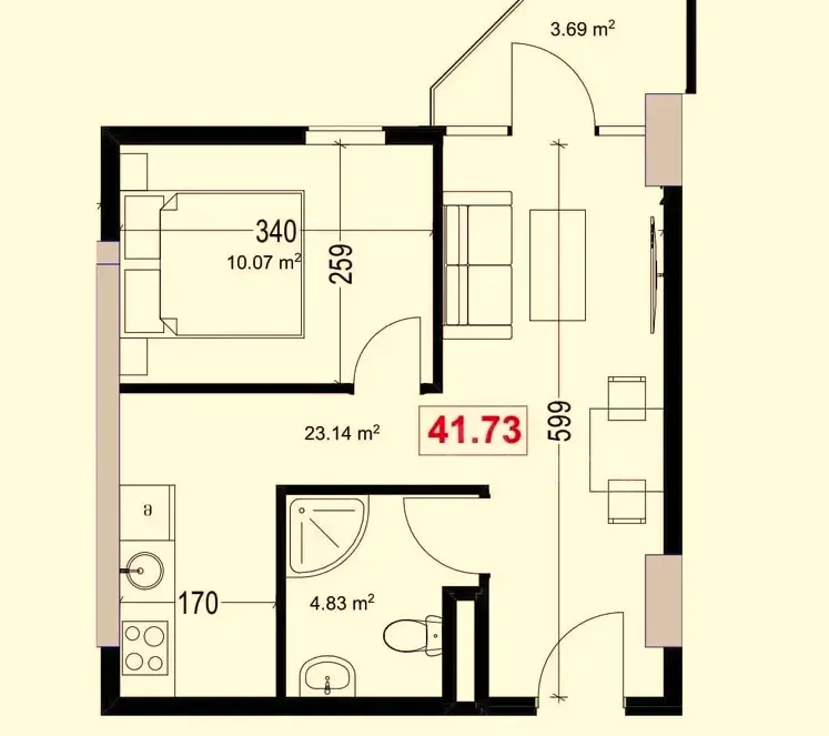 იყიდება 2 ოთახიანი ბინას 41მ² 3/15 სართ ბათუმი - photo 7