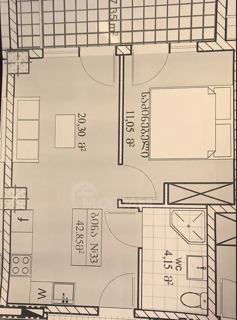 Продам 2-комн. квартиру 43м² 6/12 эт. Тбилиси - изображение 4