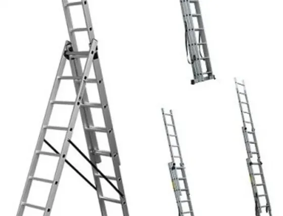 Алюминиевая раздвижная лестница с 3 секциями и 11 ступенями Тбилиси