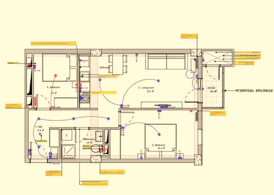 Apartments For Sale three-room 63м² 22/25 floor Tbilisi - photo 2