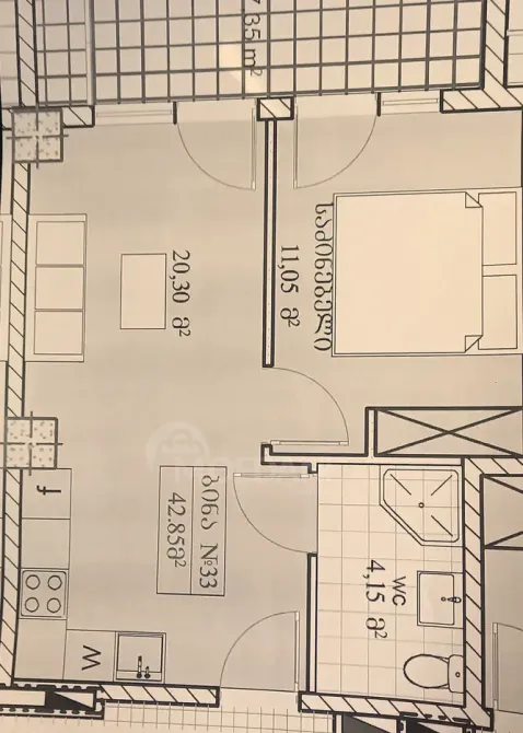 იყიდება 2 ოთახიანი ბინას 43მ² 6/12 სართ თბილისი - photo 3