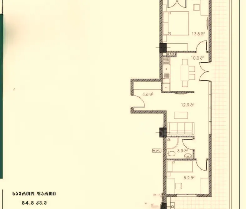 Продам 4-комн. квартиру 85м² 15/16 эт. Тбилиси - изображение 10
