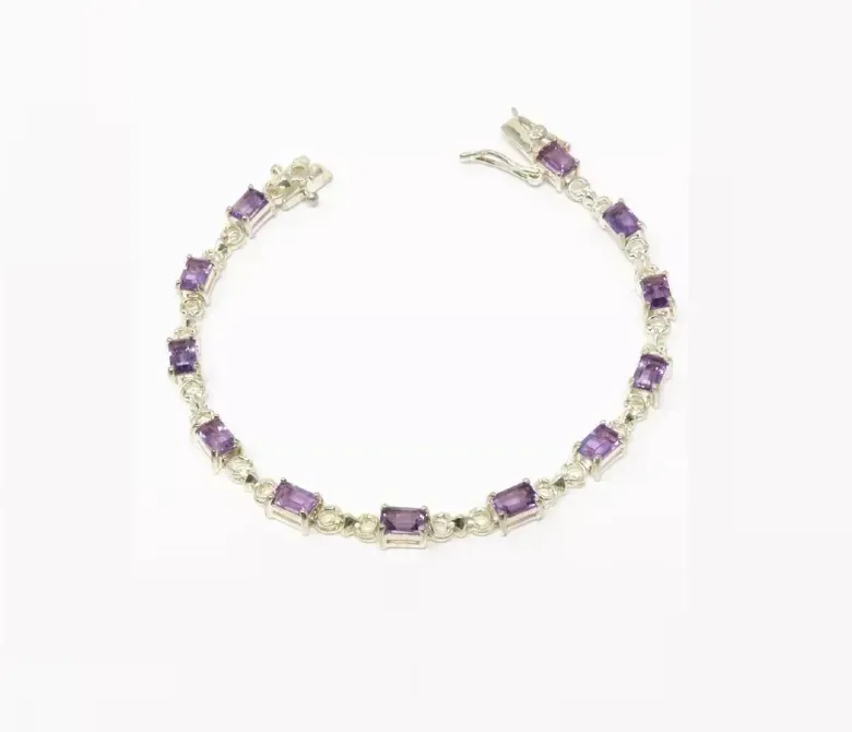 Браслет с родиевым покрытием и аметистом Тбилиси - изображение 1