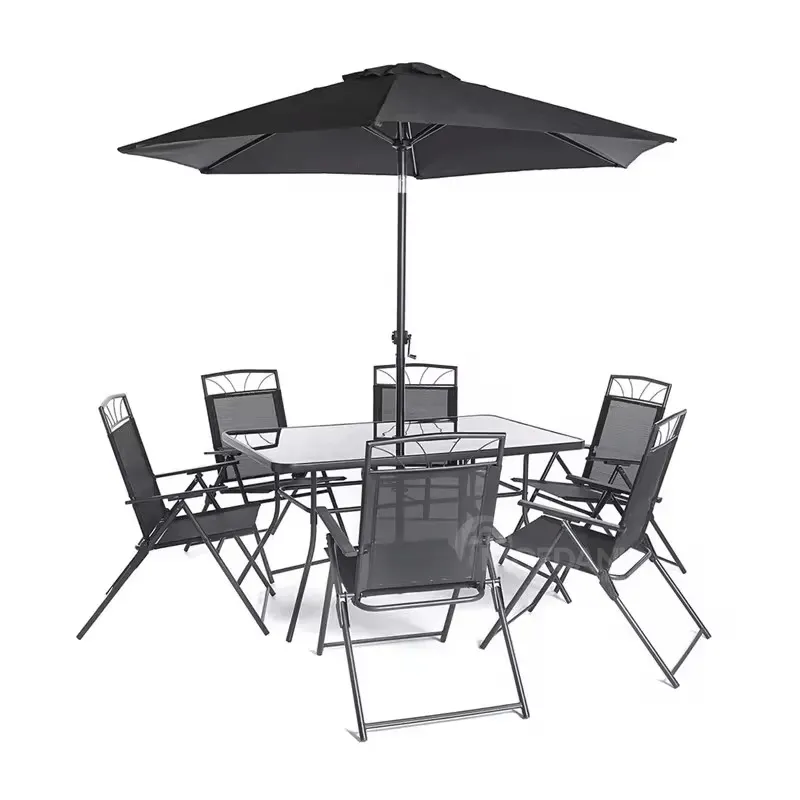 Комплект садовой мебели со стеклянным столом и 6 стульями + зонт Тбилиси - изображение 1