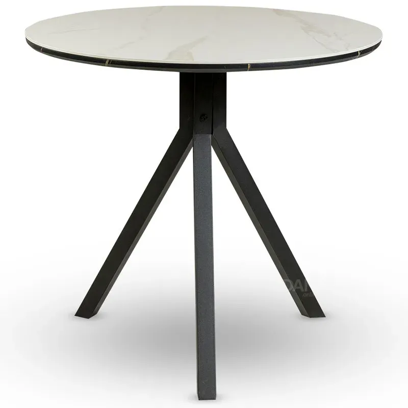 Round table with white ceramic granite top and black legs Tbilisi - photo 1