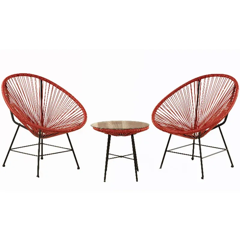 Woven garden furniture set red (2 chairs and table) Tbilisi - photo 1