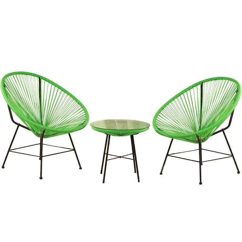 Комплект плетеной садовой мебели зеленого цвета (2 стула и стол) Тбилиси - изображение 1