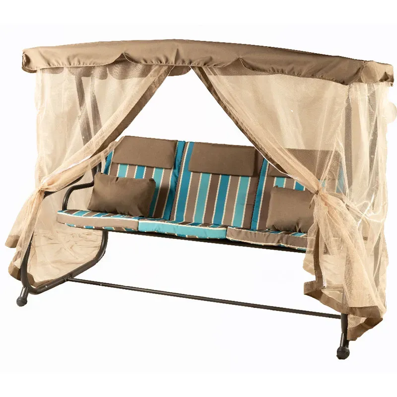 3-местные складные качели с твёрдым чехлом и занавеской (бежевые) Тбилиси - изображение 2