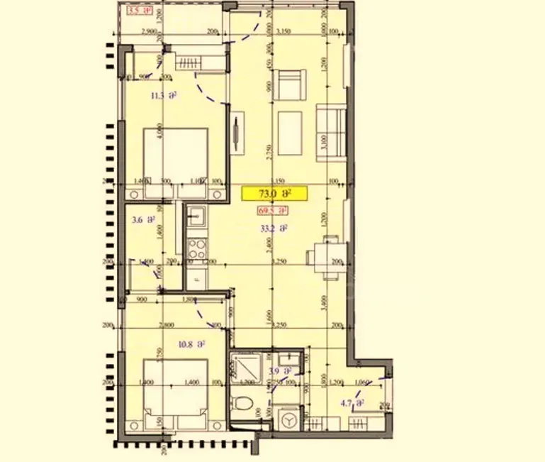 Apartments For Sale three-room 73м² 16/26 floor Batumi - photo 2