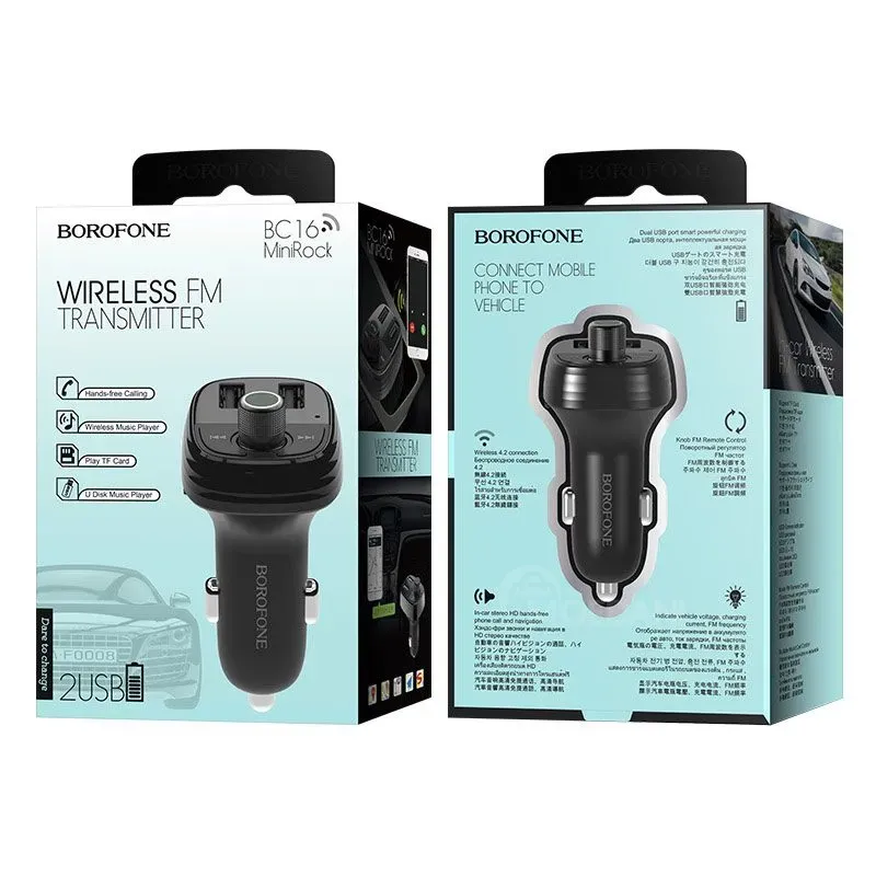 FM-модулятор Borofone Bc16 MiniRock, беспроводной автомобильный FM-передатчик Тбилиси - изображение 2