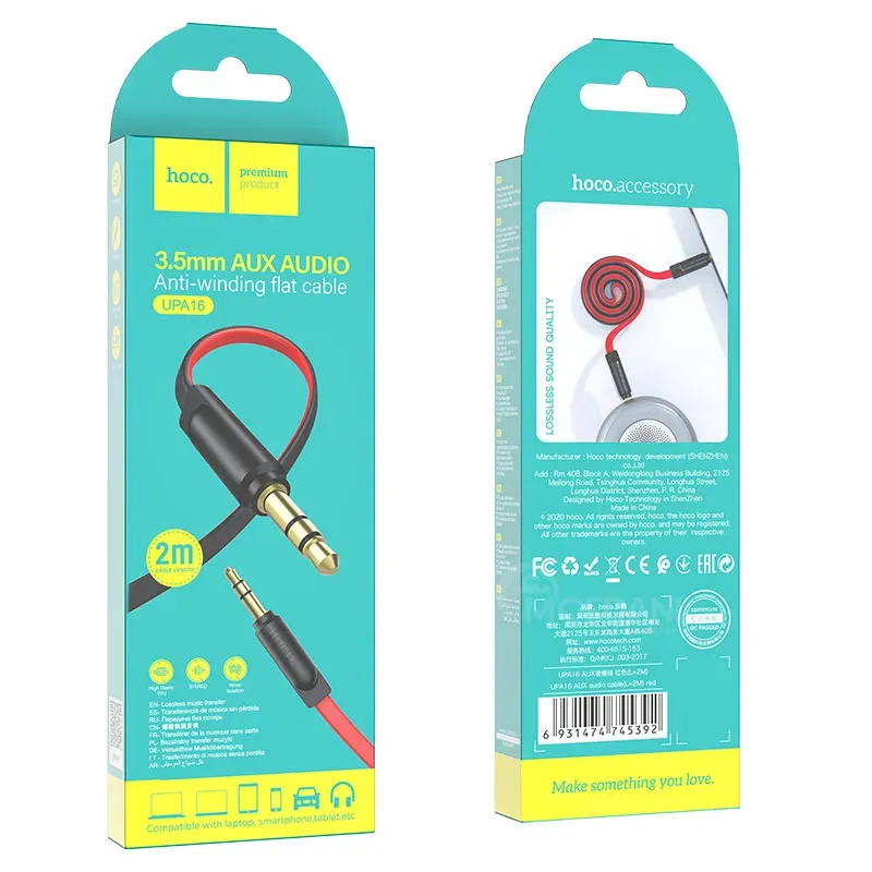 Ყურსასმენის კაბელი AUX -hoco ( წითელი - შავში ) თბილისი - photo 1