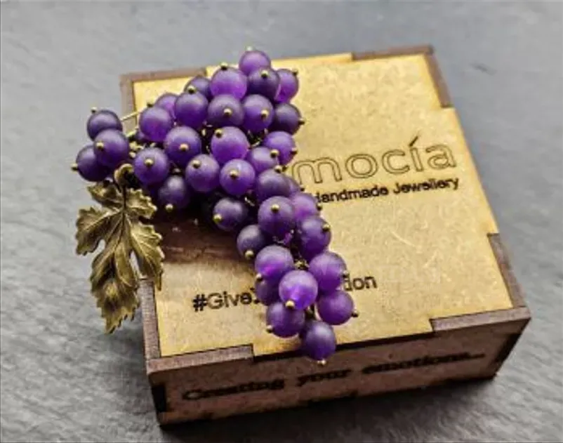 "საფერავი" ბროში - ყურძნის მტევანი ნატურალური ქვები თბილისი - photo 2