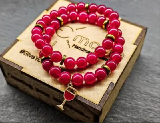 Set of bracelets made of natural stones "Red Wine" Tbilisi