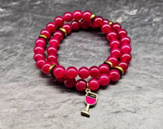 Set of bracelets made of natural stones "Red Wine" Tbilisi