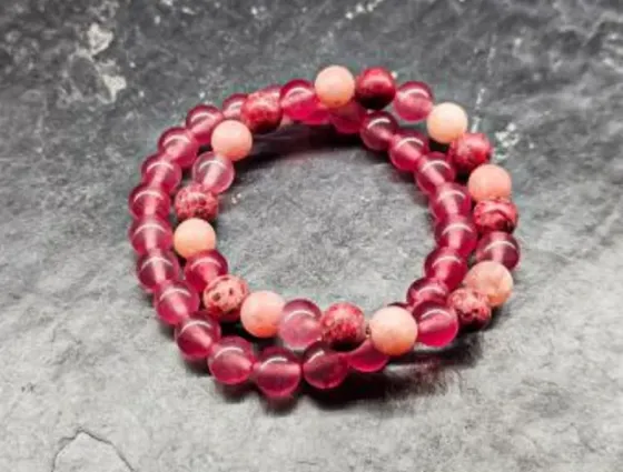 A set of bracelets made of natural stones "Rose" Tbilisi