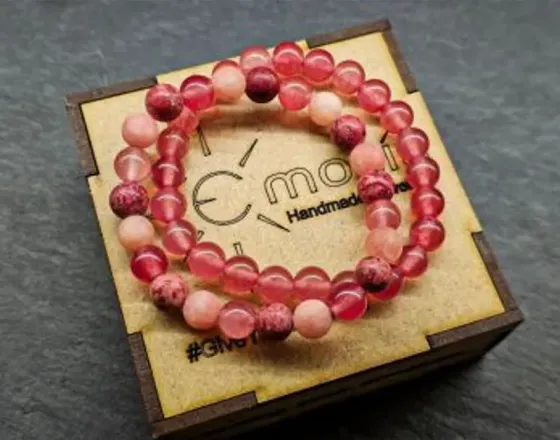A set of bracelets made of natural stones "Rose" Tbilisi