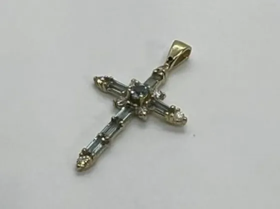 Ოქროს ჯვარი ტოპაზით, აქვამარინით და ბრილიანტებით თბილისი