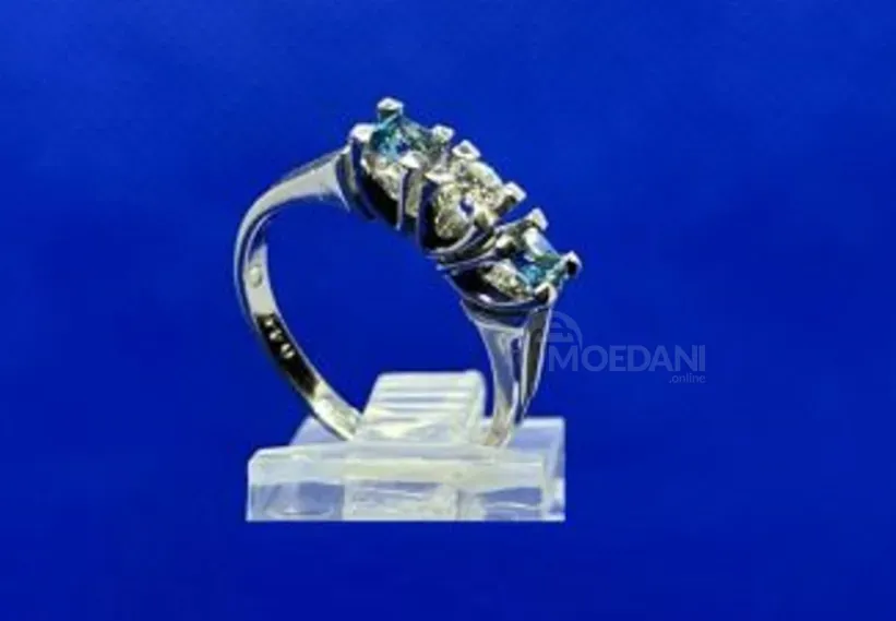 Platinum ring with topaz and diamond Tbilisi - photo 1
