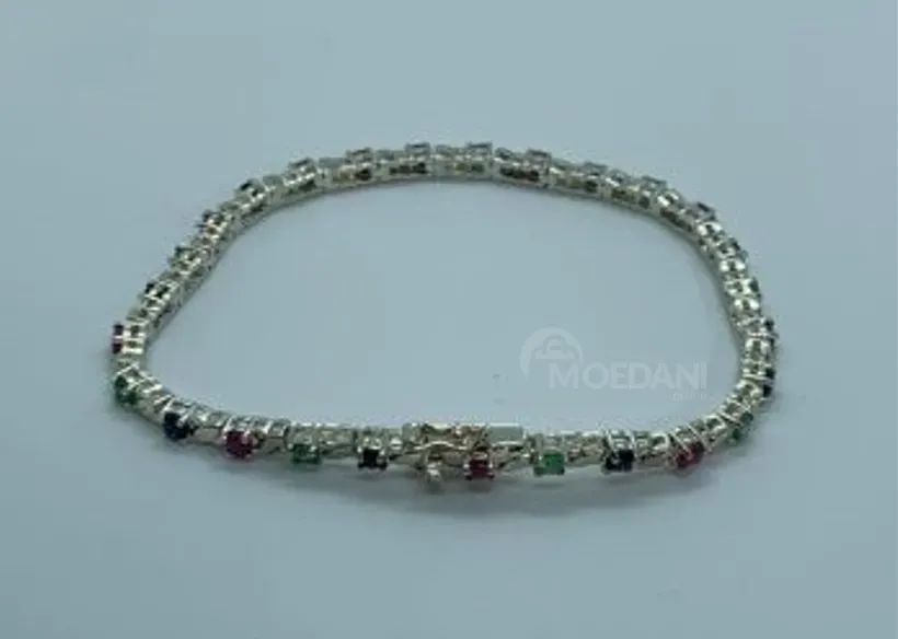 The bracelet with ruby, sapphire and turquoise is a top quality product from the "DBT" brand. Tbilisi - photo 2