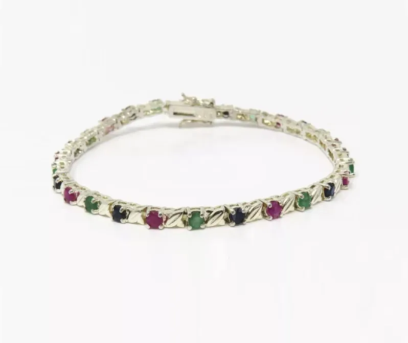 The bracelet with ruby, sapphire and turquoise is a top quality product from the "DBT" brand. Tbilisi - photo 1