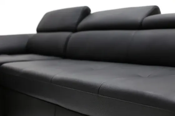 Черный угловой диван с коричневой обивкой Тбилиси