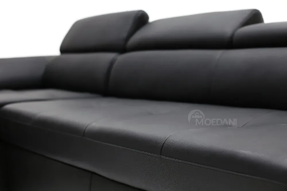 Черный угловой диван с коричневой обивкой Тбилиси - изображение 3