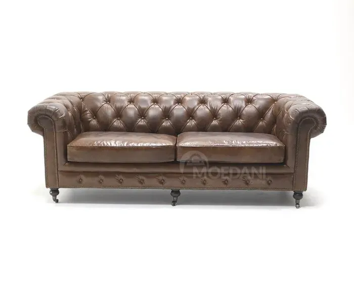Коричневый кожаный диван Тбилиси - изображение 1