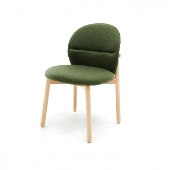 Green fabric chair with wooden details for sale Tbilisi