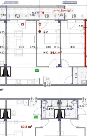 Apartments For Sale three-room 98м² 12/15 floor Tbilisi